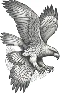 flying hawk perched tattoo design idea