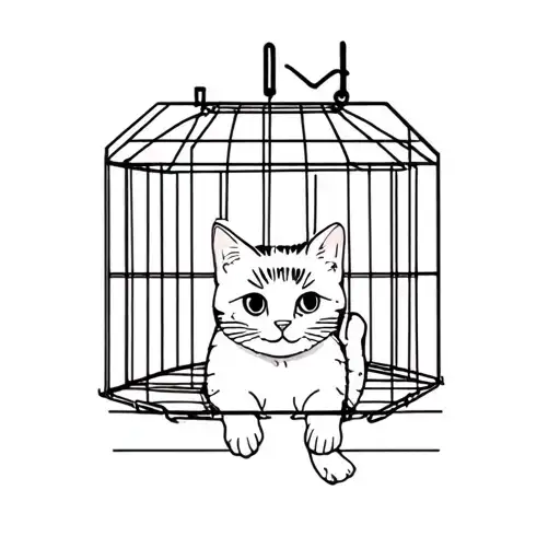 a cat in a trap tattoo design idea