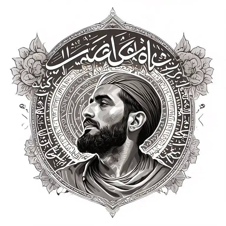 male muslim inspired with allah simple text tattoo design idea