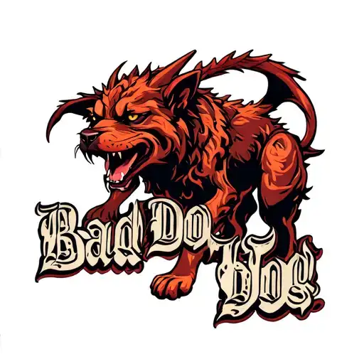 cerberus from hell taker with the text bad dog but for you im obedient from bladee tattoo design idea