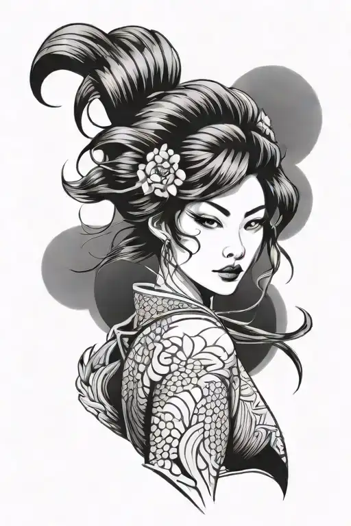 Japanese femme fatale tattoo design idea