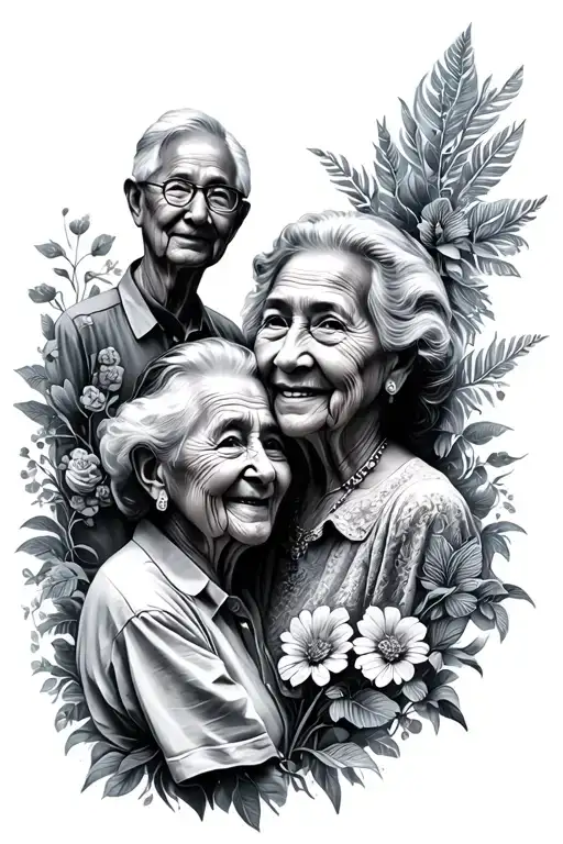 grandparents and paradise chasing fibonacci sequence tattoo design idea