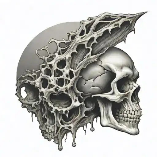 rotting skull tattoo design idea