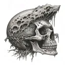 rotting skull tattoo design idea
