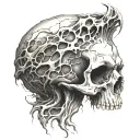 rotting skull tattoo design idea