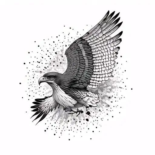 Only one wing of a falcon with an abstract black and white pattern inside tattoo design idea