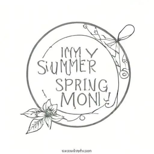 text: "my summer my spring my sun moon and dream" written heart form tattoo design idea