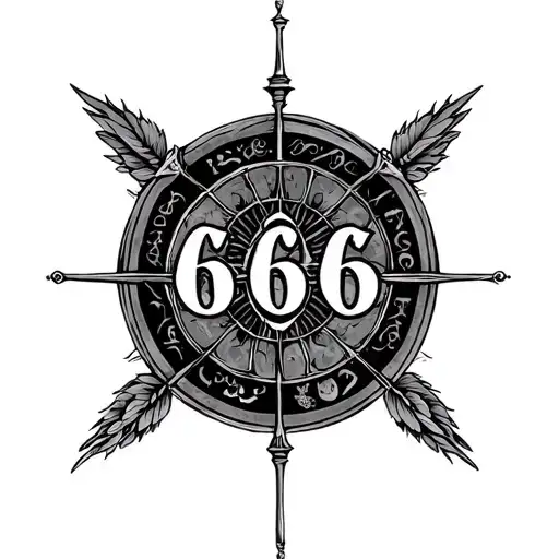 The number 666 with the zodiac sign Libra tattoo design idea