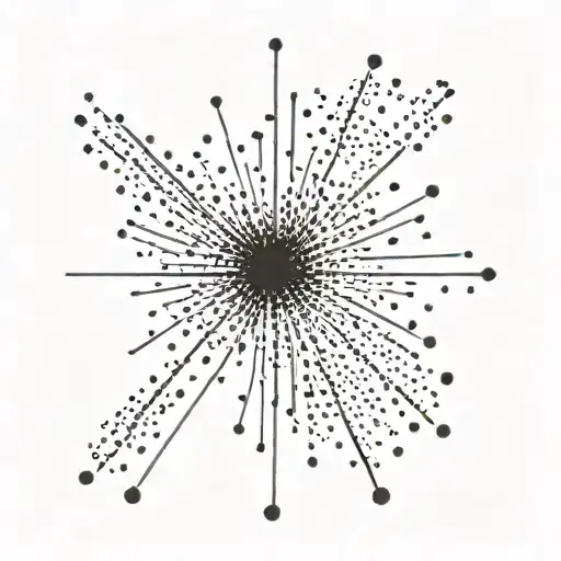 Small, minimalist, abstract starburst made from a cluster of 25 dots tattoo design idea