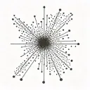 Small, minimalist, abstract starburst made from a cluster of 25 dots tattoo design idea