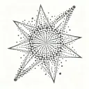 Small, minimalist, abstract starburst made from a cluster of 25 dots tattoo design idea