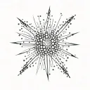 Small, minimalist, abstract starburst made from a cluster of 25 dots tattoo design idea