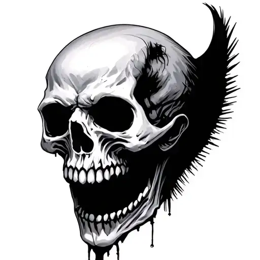 punk scull mohawk tattoo design idea