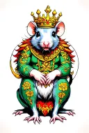 rat king sitting tattoo design idea