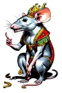 rat king sitting tattoo design idea