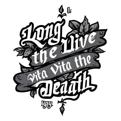 "Long live the Vita the death" text 'Igy6' us tattoo design idea