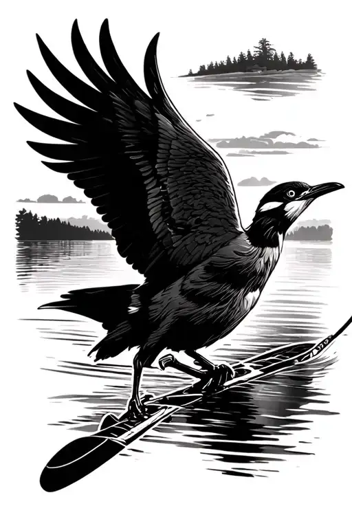 Murray river, gala bird, sunset, waterskiing/wakeboarding tattoo design idea