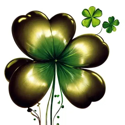 Balloon and clover with 4 leaves tattoo design idea