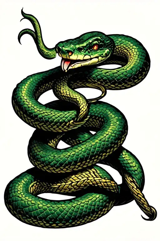 Evil Snake tied to a knot eight tattoo design idea
