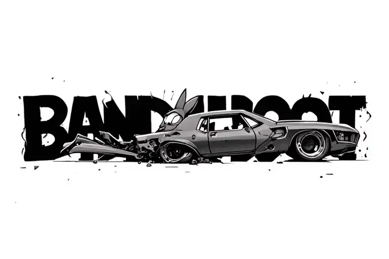 car crash Bandicoot tattoo design idea