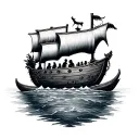 Noah's ark also representing sons name written tattoo design idea