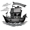 Noah's ark also representing sons name written tattoo design idea