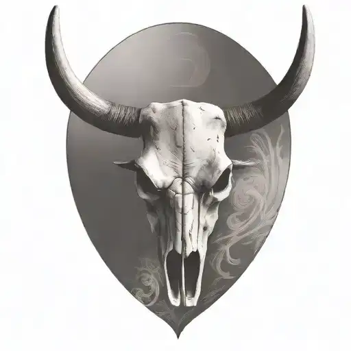 longhorn bull skull spooky tattoo design idea