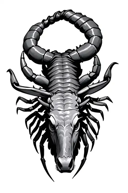 scorpion on bull head tattoo design idea