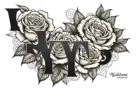 the name walters with roses and may 29th 2008 in roman numerals tattoo design idea