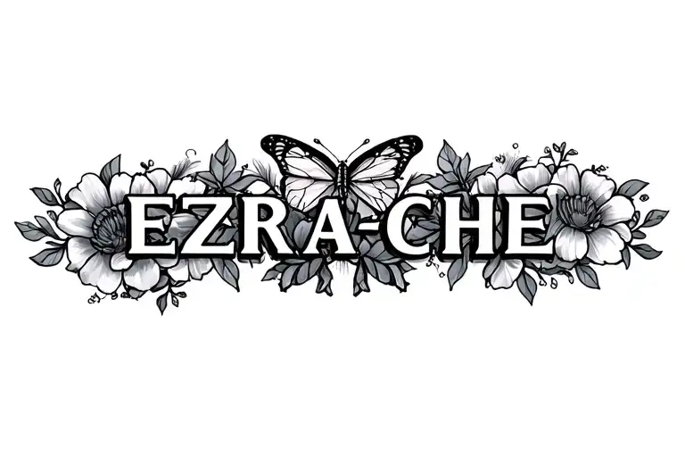 "EZRA-CHÉ" "EZRA-CHÉ" butterfly's  and flowers  tattoo design idea