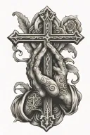 prayer hands and cross tattoo design idea