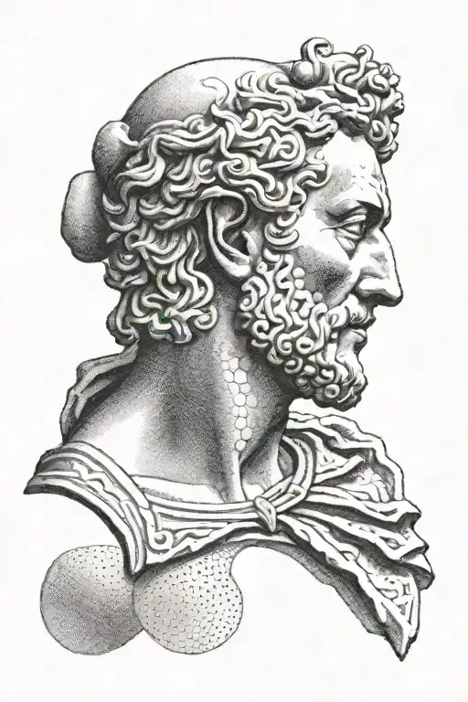 roman bust and uraeus tattoo design idea