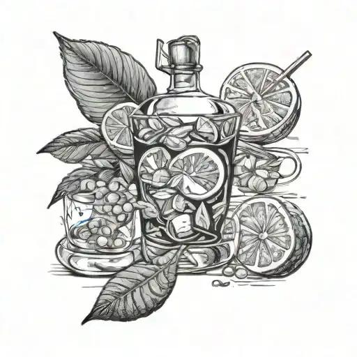 Negroni recipe with ingredients forming the shape tattoo design idea