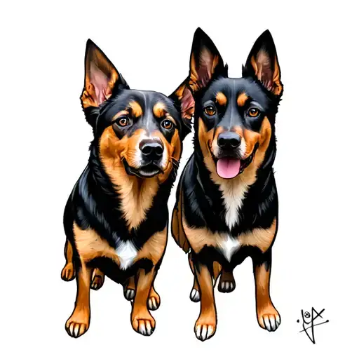 make a cool tattoo of two dogs 1 is a indian breed looks like labrador and other one is a indian spitz tattoo design idea