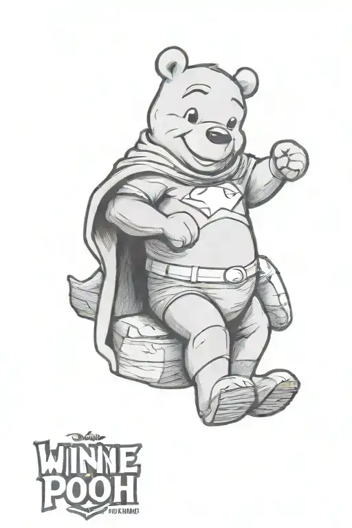 winnie the pooh superman logo tattoo design idea