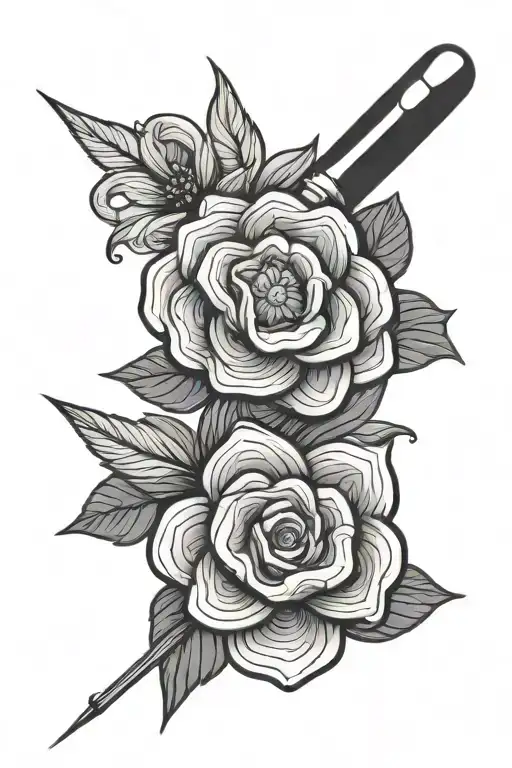 crochet hook and ball of yarn that creates a flower tattoo design idea