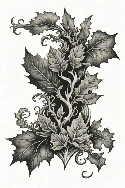 good vs evil, sea, family, oak leaf tattoo design idea