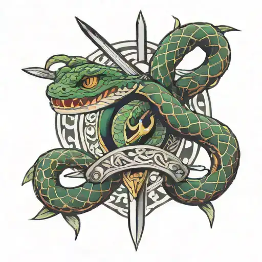 snake and sword tattoo design idea