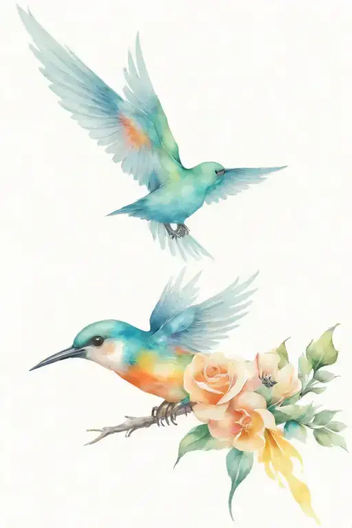 Big tattoo for woman's upper leg side. Cute skull with flowers - a swallow - simple  tattoo design idea