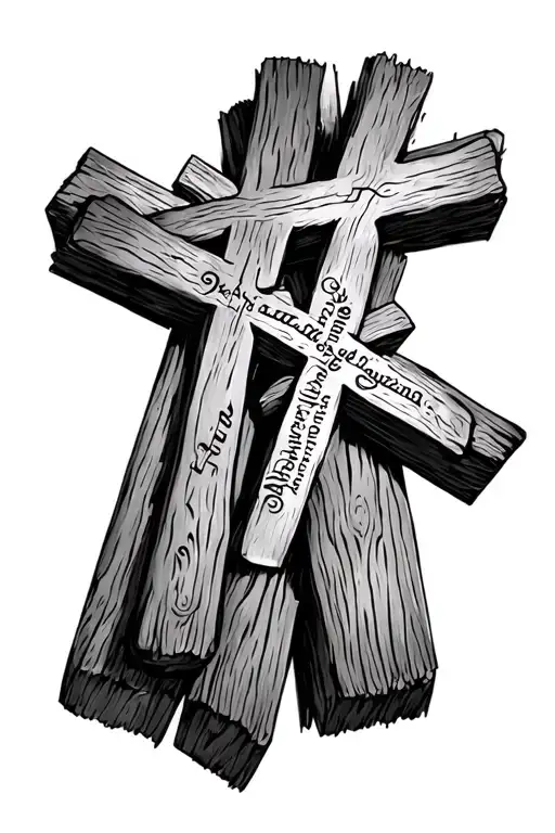 3 wooden crosses with psalm 27:1 under it tattoo design idea