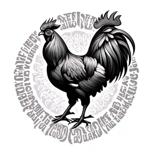Taurus, rooster, continuous word tattoo design idea