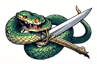 snake and sword tattoo design idea