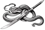 snake and sword tattoo design idea