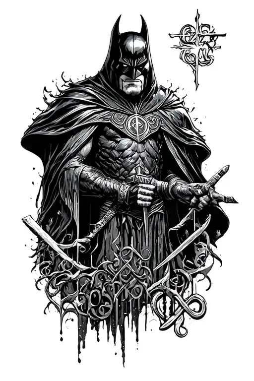 Lord of the rings + marvel comics + dc comics Gotham tattoo design idea