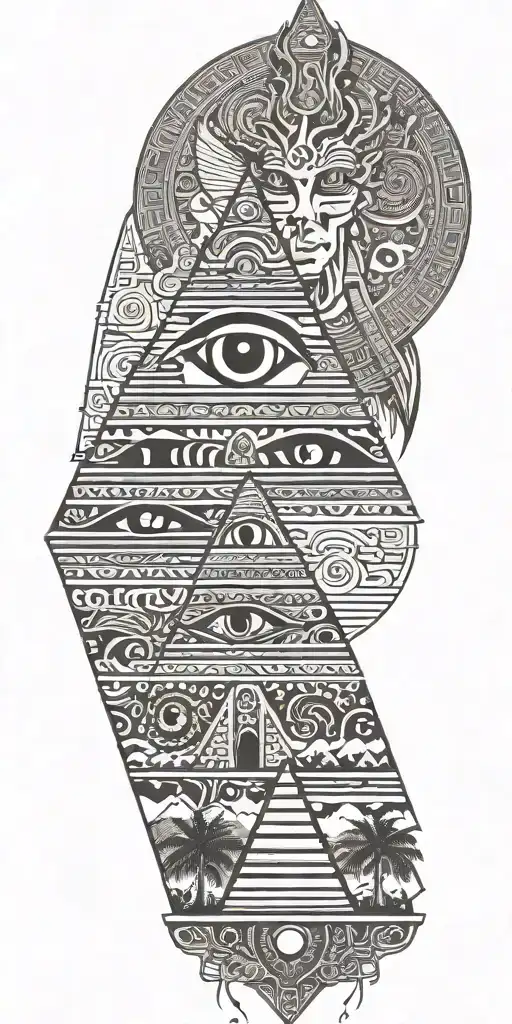 egyptian pyramid include the eye with tree of life tattoo design idea