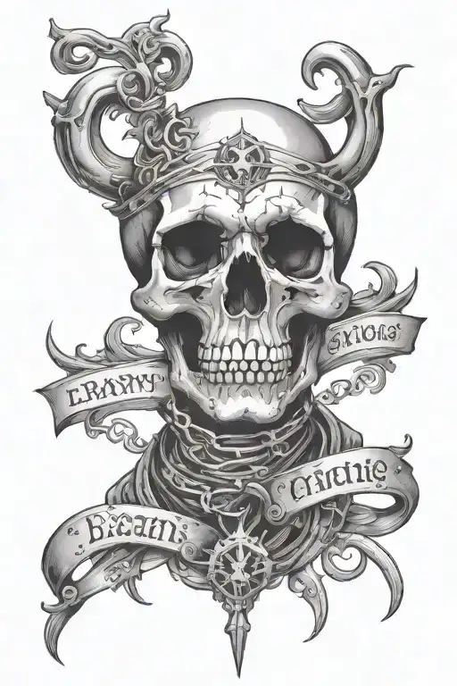 Skull that has on its forehead the words "Eram quod es, eris quod sum" tattoo design idea