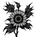sideways sunflower with exodus 14:14 in line art tattoo tattoo design idea
