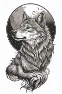 wolf howling at the moon tattoo design idea