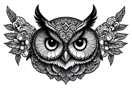 owl and lace patterns tattoo design idea