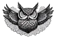 owl and lace patterns tattoo design idea